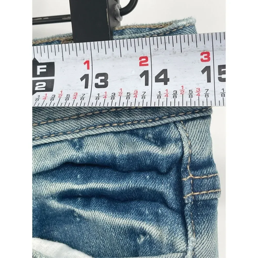 Free People Jeans Women‎ Size 26 Blue Distressed Low Rise Raw Hem